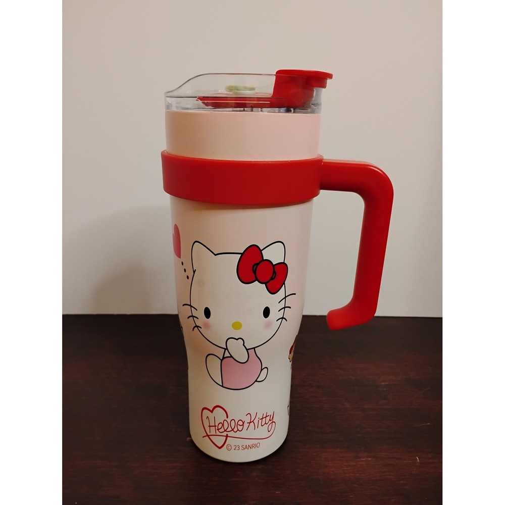 Sanrio Hello Kitty Stainless Steel Insulated Tumbler with Handle Red Cream 40oz